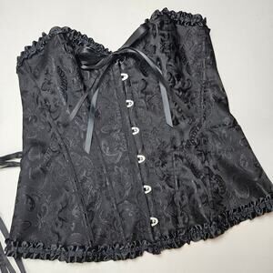 Black Satin‎ Corset Top Ribbon Tie XL